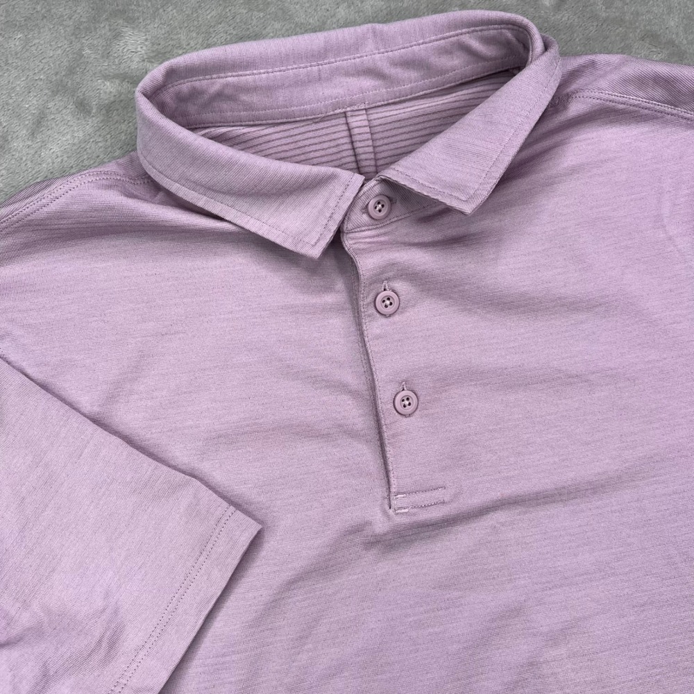 Lululemon Evolution Polo Shirt Mens Small Purple Short Sleeve Breathable‎